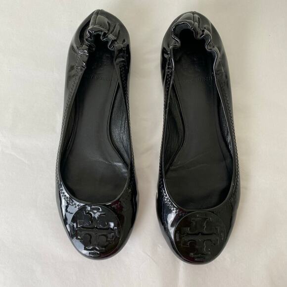 Tory Burch Reva Patent Leather Ballet Flat Size 7 Black Career Classic Timeless - Picture 5 of 13
